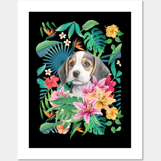 Tropical Beagle Puppy 1 Wall Art by LulululuPainting